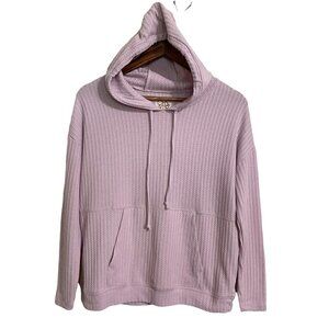 Chaser Women's Pink Waffle Knit Thermal Pocket Hooded Sweatshirt Hoodie Small
